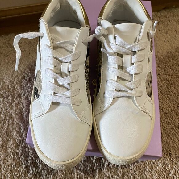 Madden Girl White Larrk Gold Multi Snakeskin Sneakers - Picture 8 of 12